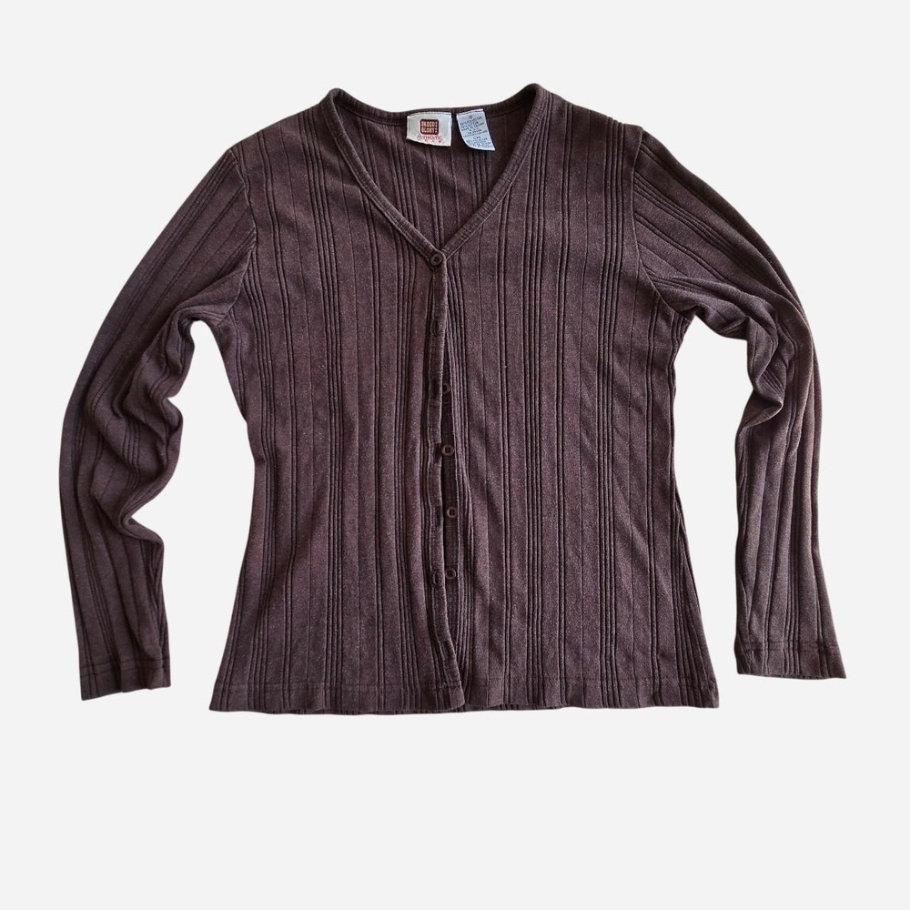 vintage y2k Faded Glory chocolate brown cotton blend cardigan.